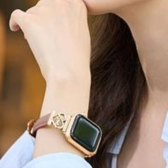 NEW Brown/Gold Leather Apple Watch Band - Picture 4 of 5